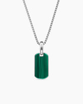 Chevron Tag in Sterling Silver with Malachite, 21mm